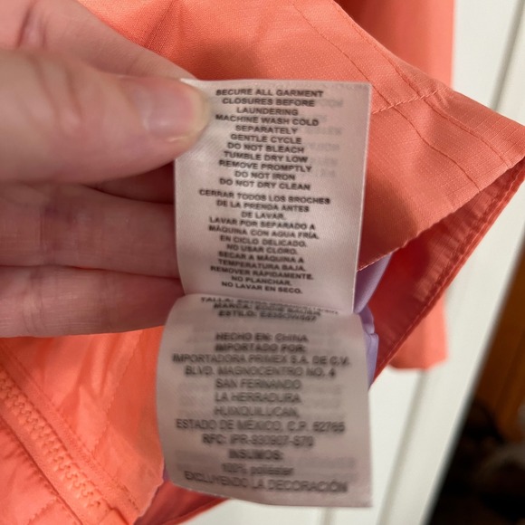 Eddie Bauer Kids Colorblock Hooded Windbreaker Jacket Purple Coral Size XL 18 20 - Picture 9 of 11